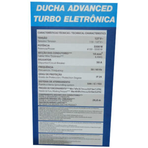 Ducha advanced turbo eletrônica 5500w 127v (7510527) (Lorenzetti)