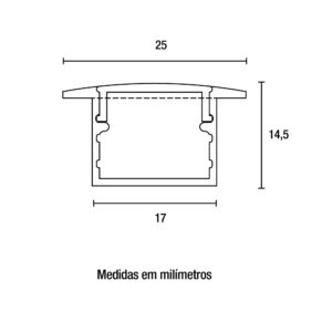Perfil alum. emb. preto p/fita led 25×14,5x3mt (41253001)