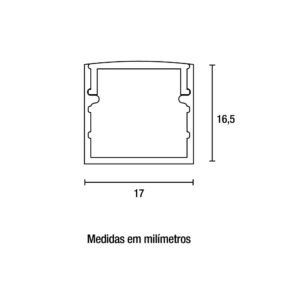 Perfil alum. sob. branco p/fita led 17×16,5x3mt Blumenau