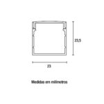 Perfil alum. sob. preto p/fita led 23x23,5x3mt (41233001)