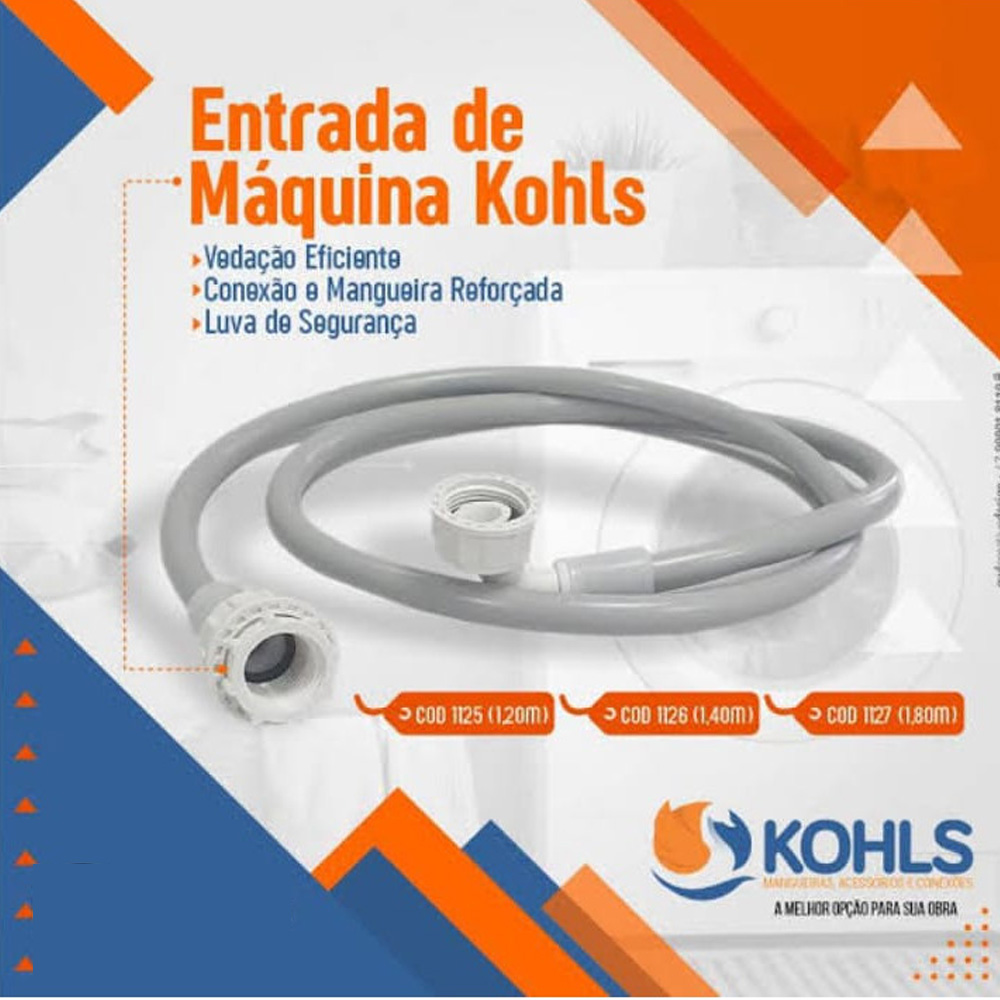 Mangueira entrada maquina reforcada 1,20mt (1125) (kohls) Mangueira entrada maquina reforcada 1,20mt (1125) (kohls)
