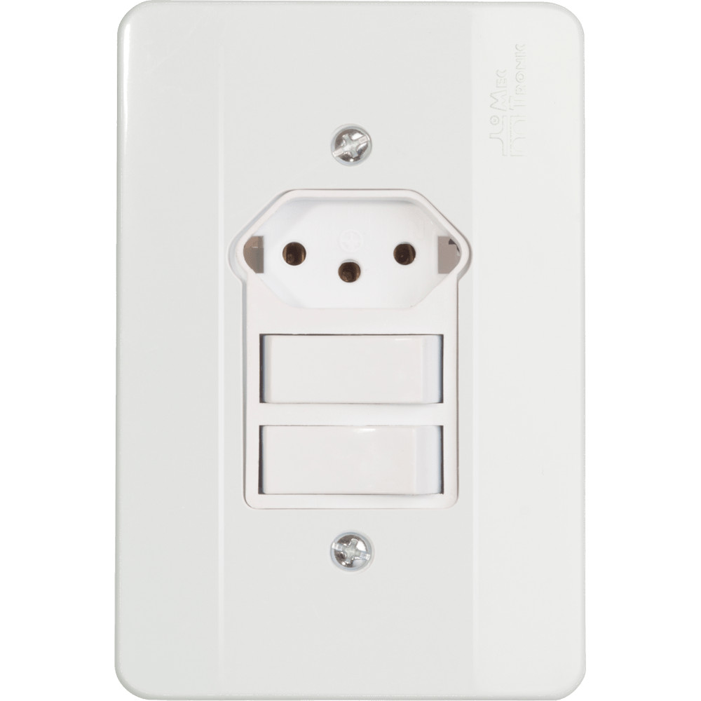 Interruptor c/placa 2ts+tom. 2p+t 10a 250v br. (39135) (milen Interruptor c/placa 2ts+tom. 2p+t 10a 250v br. (39135) (milen