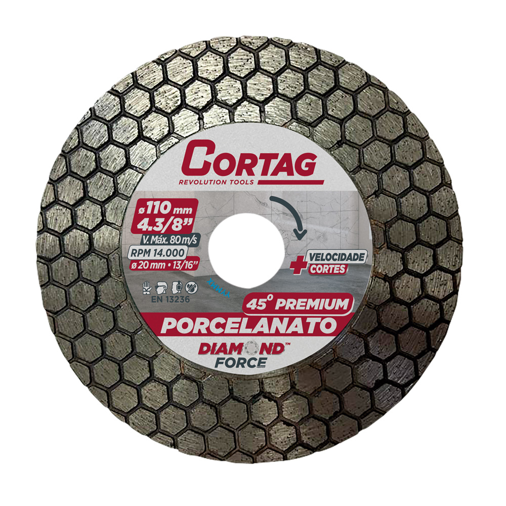 Disco Diamantado P/Chanfro 45° Premium 110mm (62794) (Cortag) Disco Diamantado P/Chanfro 45° Premium 110mm (62794) (Cortag)