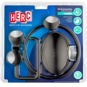 Kit acessórios lavello p/ banheiro 04 un pt/cr (1000000083) (Herc)