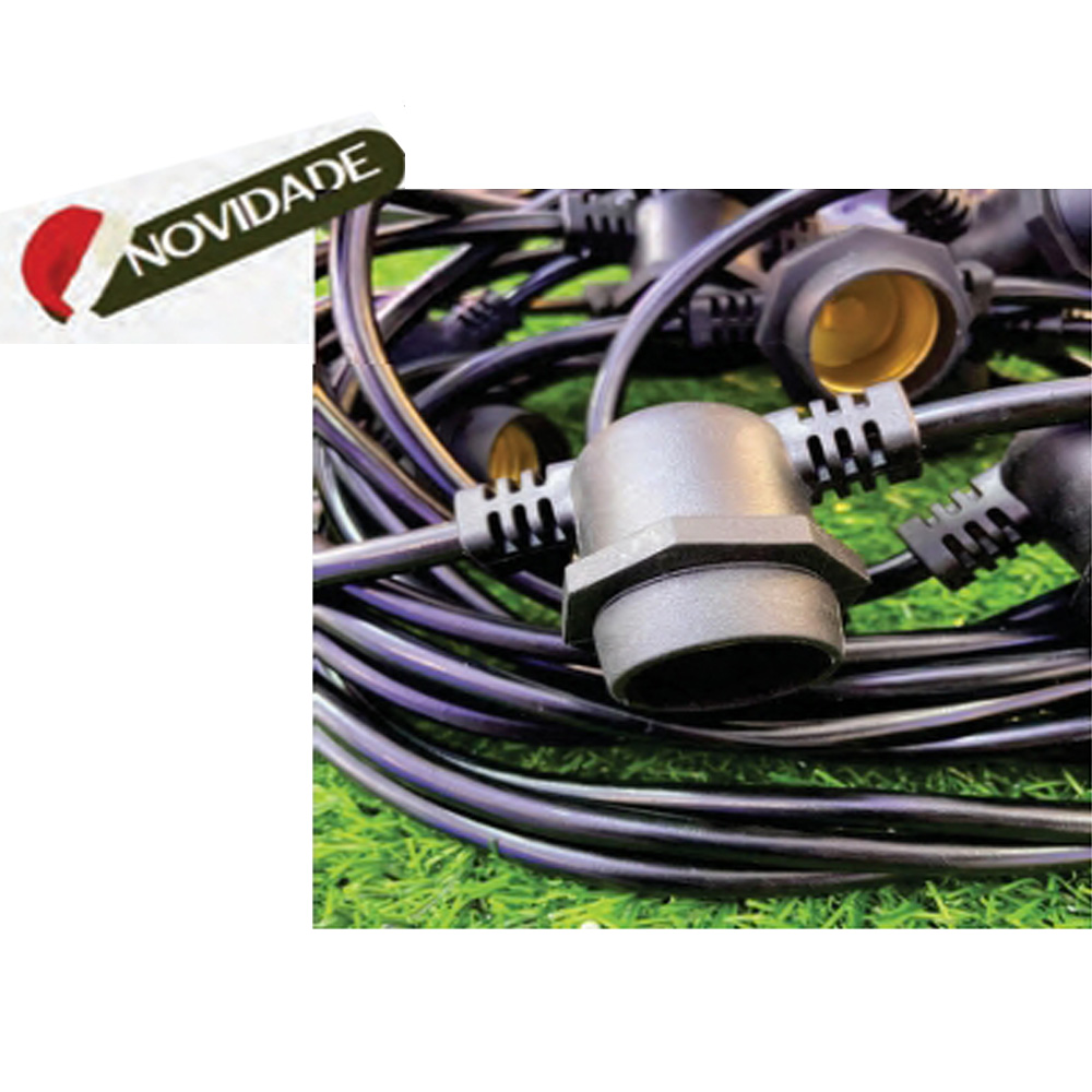 Cipro cabo pp festão p/ tempo c/ 10 soq. e-27 pt 5m (15787) Cipro cabo pp festão p/ tempo c/ 10 soq. e-27 pt 5m (15787)