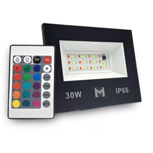 Refletor super led pt   30w rgb c/controle 2250 lumens Mx