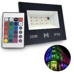 Refletor super led pt   30w rgb c/controle 2250 lumens Mx