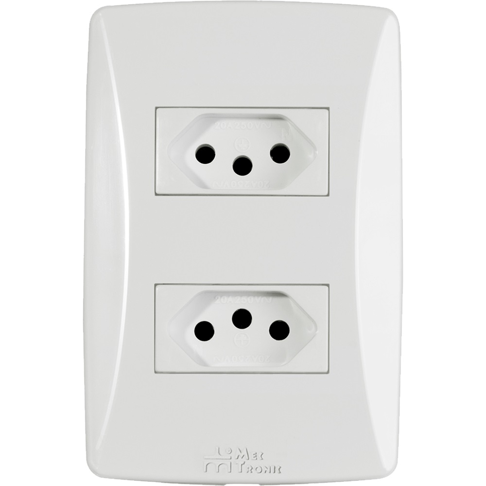 Tomada c/placa dupla 2p+t 20a 250v (39162) (Petra) Mectronic Tomada c/placa dupla 2p+t 20a 250v (39162) (Petra) Mectronic