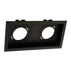 Spot emb. quad. abs preto recua. duplo slim par20 / 130X130X235MM / 2XE27 (3.650.8598) (PIX)
