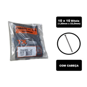 (Trefix) Pacote prego aço niquelado c/cabeça 10x10 (c/100p)