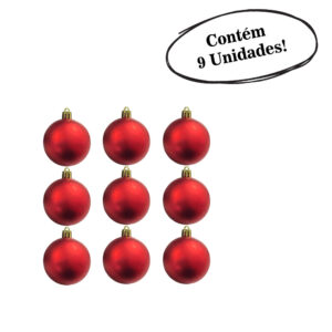 Bola de natal vermelha 8cm espelhada/fosca c/9 pcs (P11881) (Natal) Novo