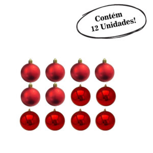 Bola de natal vermelha 6cm brilho/fosca c/12 pcs (P11661) (Natal) Novo