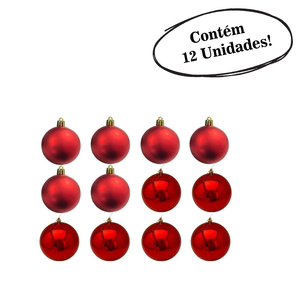 Bola de natal vermelha 6cm brilho/fosca c/12 pcs (P11661) (Natal) Novo Bola de natal vermelha 6cm brilho/fosca c/12 pcs (P11661) (Natal) Novo