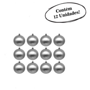 Bola de natal prata 6cm brilho/fosca c/12 pcs (P11663) (Natal) Novo