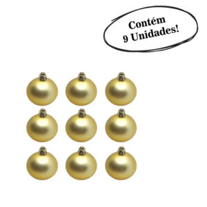 Bola de natal dourada 8cm brilho/fosca c/9pcs (P11882) (Natal) Novo