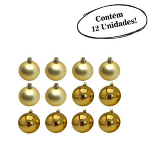 Bola de natal dourada 6cm brilho/fosca c/12 pcs (P11662) (Natal) Novo