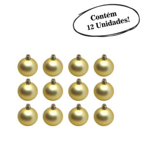 Bola de natal dourada 6cm brilho/fosca c/12 pcs (P11662) (Natal) Novo