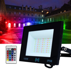 Refletor super led pt 100w rgb c/controle 7500 lumens Mx-1029