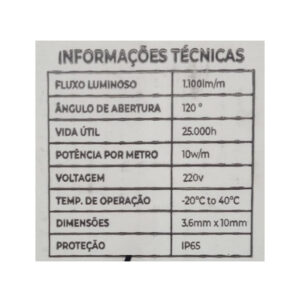 Rolo Fita Led 120led/M 10w/M 100M 220V 3000K C/10 Plug (Max-5223) (Maxxy)